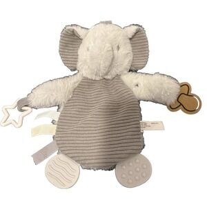 Dreamgro Baby Gray Elephant Lovey Plush Teether & Pacifier Clip Security Blanket